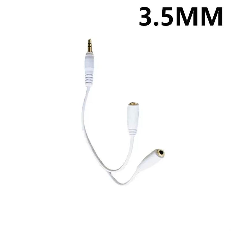 Dual Female Audio Cable Y Splitter Cable 3.5 Mm 1 Male to 2 for Earphone Headset Headphone MP3 MP4 Stereo Plug Adapter Jack