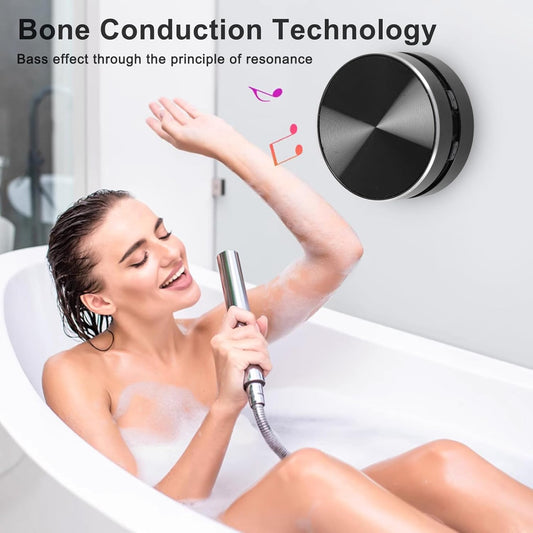 Bluetooth Bone Conduction Speaker, Stereo Bass Sound Portable Speaker, Built in Mic Mini Music Player with Suction Cup for Home Outdoor Travel (Black)