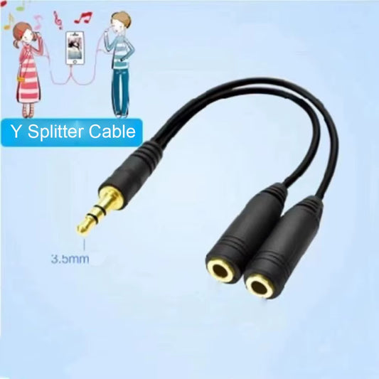 Dual Female Audio Cable Y Splitter Cable 3.5 Mm 1 Male to 2 for Earphone Headset Headphone MP3 MP4 Stereo Plug Adapter Jack