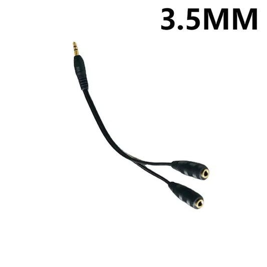Dual Female Audio Cable Y Splitter Cable 3.5 Mm 1 Male to 2 for Earphone Headset Headphone MP3 MP4 Stereo Plug Adapter Jack