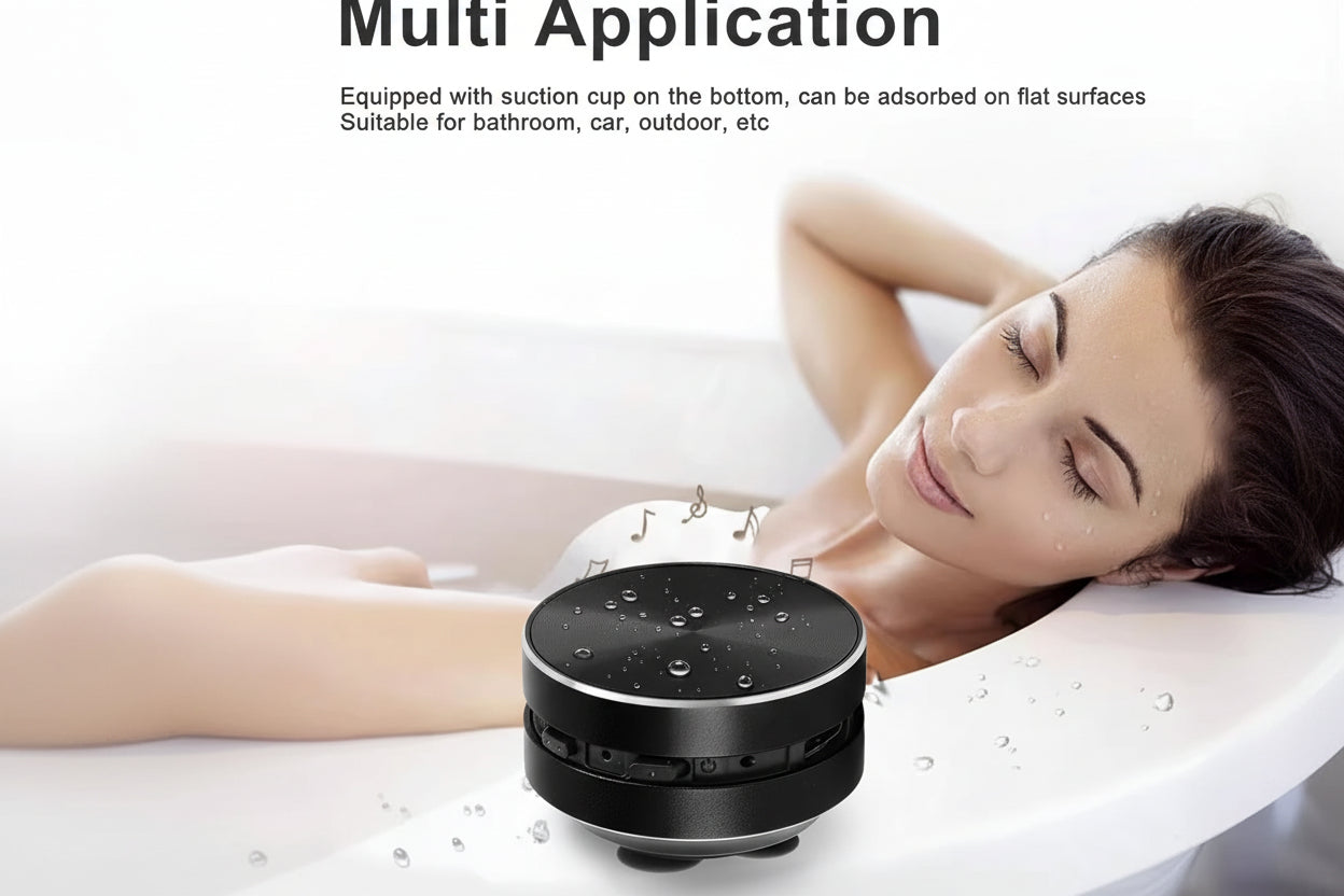 Bluetooth Bone Conduction Speaker, Stereo Bass Sound Portable Speaker, Built in Mic Mini Music Player with Suction Cup for Home Outdoor Travel (Black)